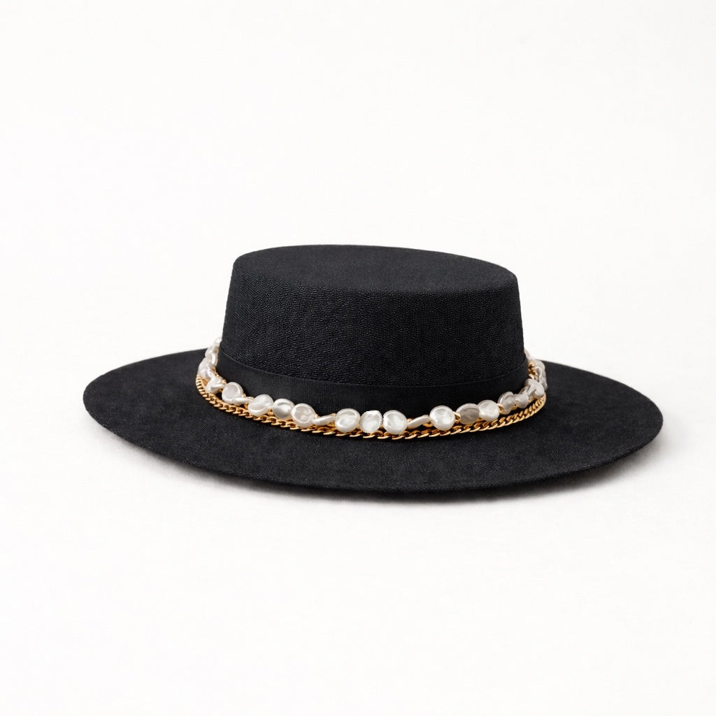 Hat Jewelry Pearl & Gold