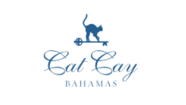 Logo of Cat Cay Bahamas with a stylized cat on a scooter.
